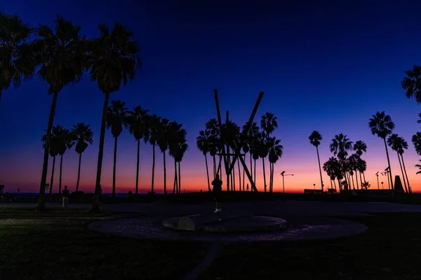 Venice Beach Veneza Califórnia Pôr Sol — Fotografia de Stock