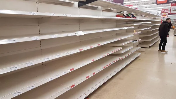 London United Kingdom Mar 2020 Empty Shelves Food Supermarket Sainburys — Stock Photo, Image