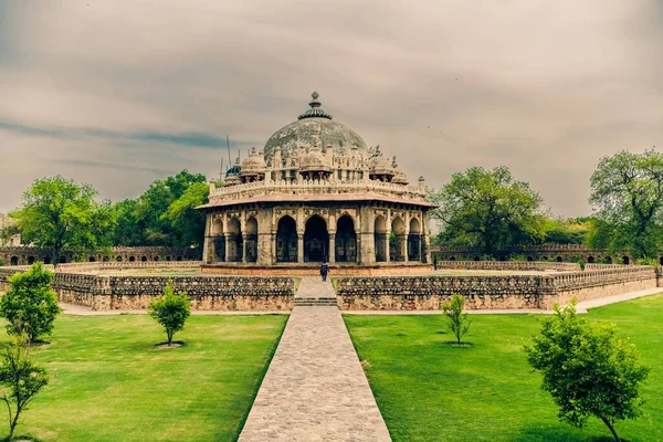 Hermoso Disparo Tumba Isa Khan Nueva Delhi India Bajo Cielo — Foto de Stock