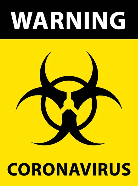 Biohazard Symbol Yellow Background Words Warning Coronavirus — Stock Photo, Image