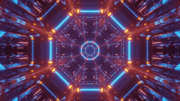 Ein Kosmischer Hintergrund Mit Blauen Und Orangen Laserlichtmustern Perfekt Für — Stockfoto
