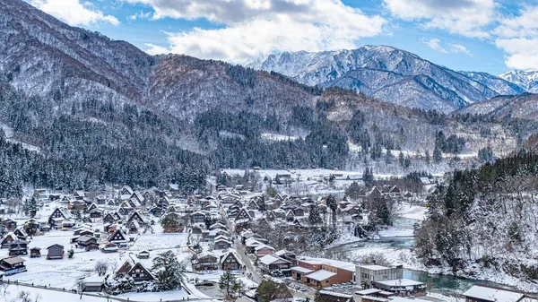 Una Toma Aérea Las Hermosas Aldeas Históricas Shirakawa Gokayama Japón — Foto de Stock