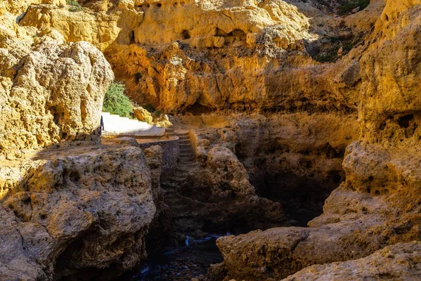 Ασβεστολιθικός Βράχος Του Algar Seco Carvoeiro Algarve Πορτογαλία — Φωτογραφία Αρχείου