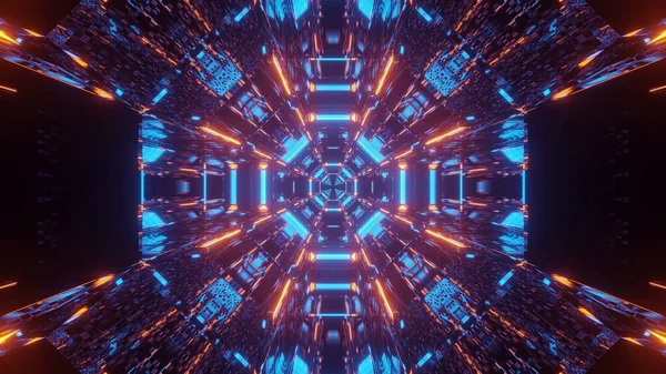Mavi Turuncu Lazer Işıkları Desenli Kozmik Bir Arka Plan Dijital — Stok fotoğraf