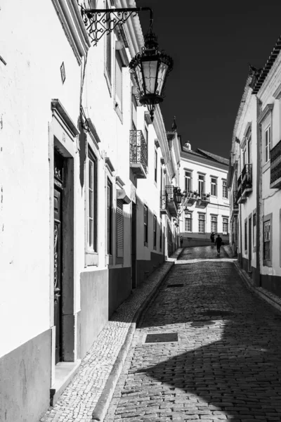 Uma Imagem Vertical Tons Cinza Beco Estreito Cidade Velha Faro — Fotografia de Stock