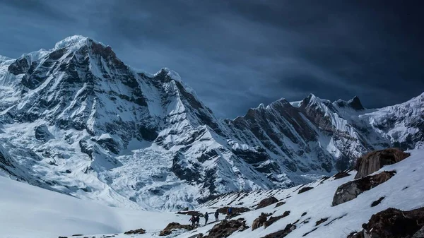 Krásný Výhled Hory Pokryté Sněhem Chráněné Oblasti Annapurna Chhusang Nepál — Stock fotografie