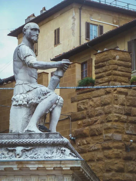 Vertikal Bild Manlig Staty Florens Italien — Stockfoto