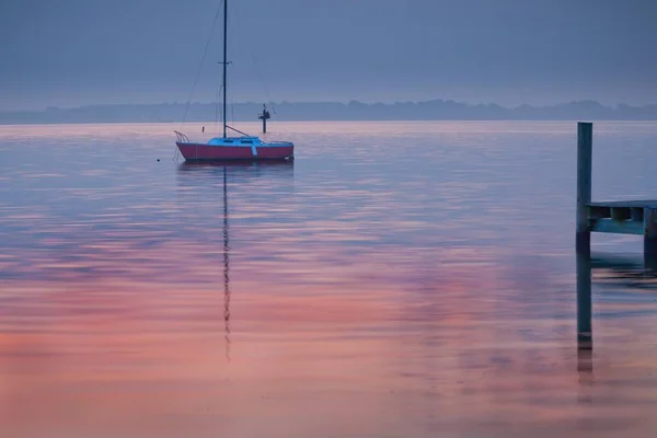 Photograph Sailboat Docked Michaels Maryland Harbor — Stock Photo, Image