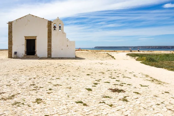 Mała Kaplica Nossa Senhora Graca Wewnątrz Twierdzy Sagres Algarve Portugalia — Zdjęcie stockowe