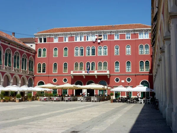 Der Platz Der Republik Split Kroatien Unter Blauem Himmel Split — Stockfoto