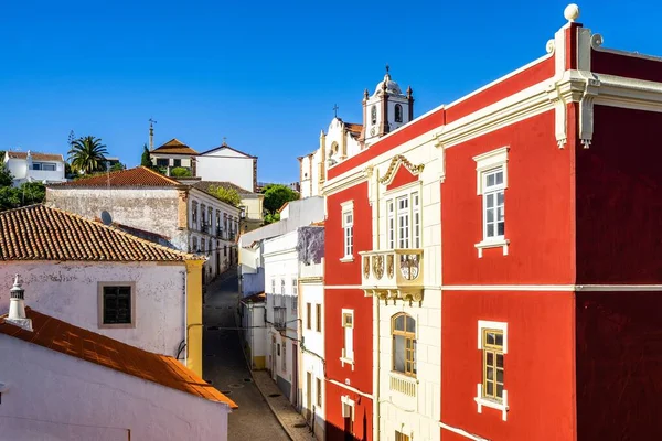 Beautiful View Silves Old Town Narrow Road Leading Cathedral Algarve — Stock Photo, Image