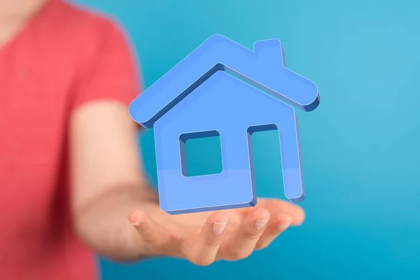 Hands Holding House Digital Concep — Stock Photo, Image