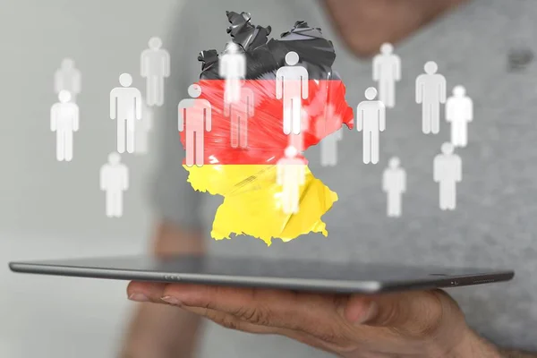 ドイツの3D地図 ドイツ国境の地図だ 白い背景にドイツ地図 3Dレンダリング — ストック写真