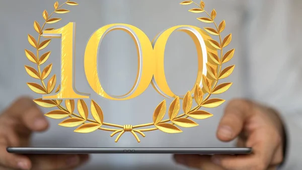 100デジタル数年記念日3D背景 — ストック写真