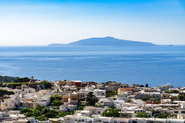 Panoramiczny Widok Miasto Anacapri Wyspę Ischia Wyspy Phlegraean Monte Solaro — Zdjęcie stockowe