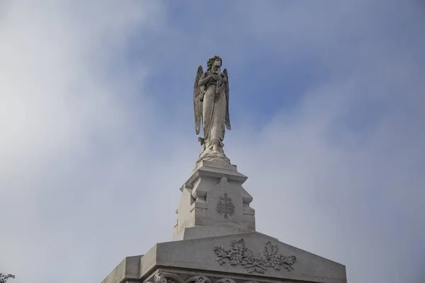 Une Statue Historique Sur Bâtiment Nouvelle Orléans Avec Beau Ciel — Photo