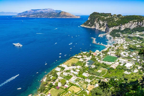 Vista Panorámica Isla Capri Con Puerto Marina Grande Punta Del — Foto de Stock