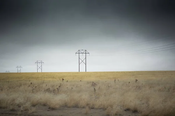 Фермы Поля Колорадо Канзаса Оклахомы Миссури Мрачный День Серым Небом — стоковое фото