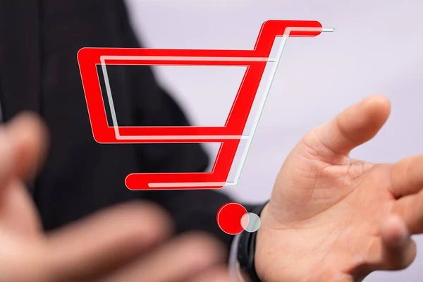 Στο Καλάθι Internet Web Store Αγοράστε Online Commerce Concep — Φωτογραφία Αρχείου