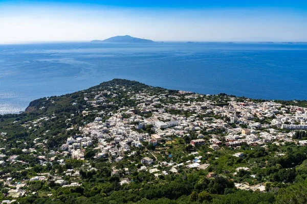 Panoramiczny Widok Miasto Anacapri Wyspę Ischia Wyspy Phlegraean Monte Solaro — Zdjęcie stockowe