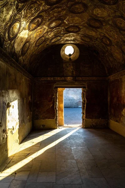 Plano Vertical Del Interior Los Baños Stabian Ciudad Pompeya Italia — Foto de Stock