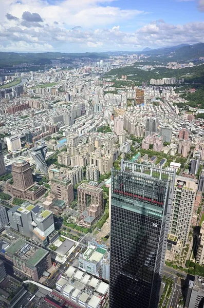 Vertikal Flygbild Vackra Byggnader Taipei Taiwan Dagtid — Stockfoto