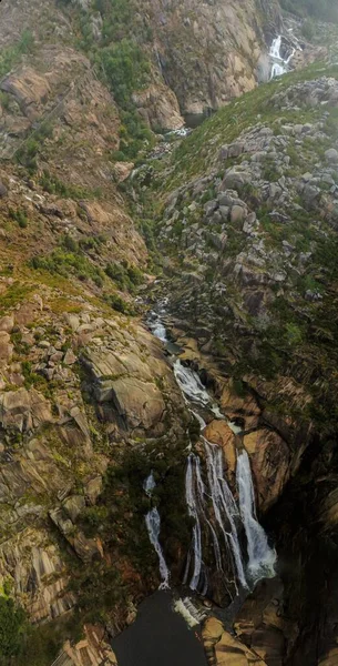 Letecký Pohled Vodopád Ezaro Řece Xalals Galicie Španělsko Fotografie Drone — Stock fotografie