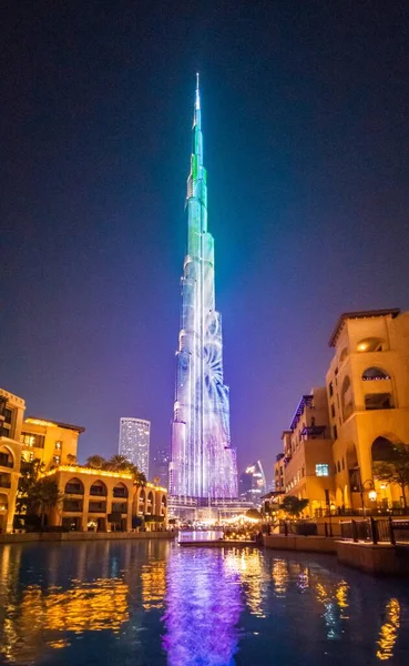 Dubai Egyesült Arab Emirates 2018 Dec Kilátás Burj Khalifa Fény — Stock Fotó