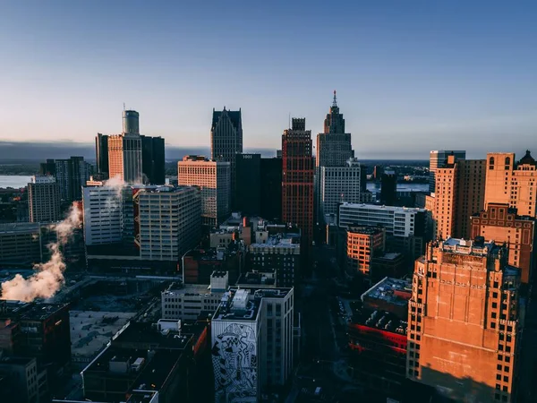 Detroit Verenigde Staten Jun 2018 Detroit City Skyline Ochtend Zonsopgang — Stockfoto