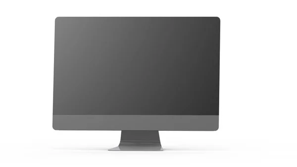 フラットモニターホワイトスクリーンコンピュータ Pcディスプレイデジタルワイドスクリーンとスリム3D — ストック写真