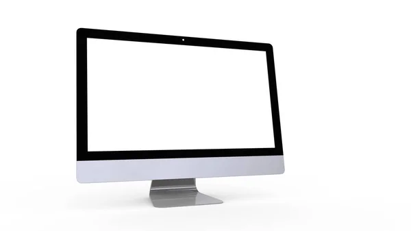 Flat Monitor White Screen Computer Display Digital Wide Screen Slim — Stock Photo, Image