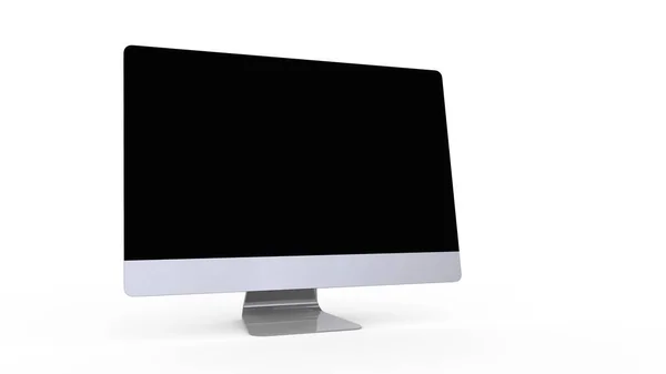 Flachbildschirm Computer Mit Weißem Bildschirm Bildschirm Mit Digitalem Breitbildschirm Und — Stockfoto
