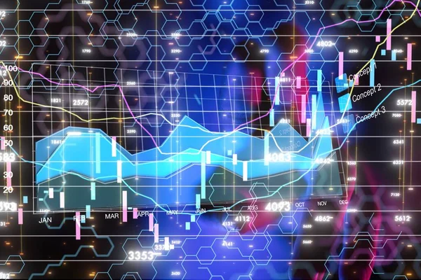 Бізнес Аналітика Діаграма Графічна Фондова Торгівля Інвестиційна Панель — стокове фото