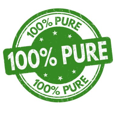 An illustration of a round green 100% pure sign against a white background clipart
