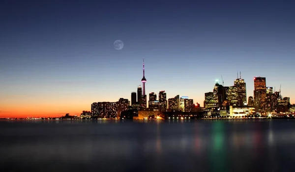 Les Gratte Ciel Ville Toronto Lors Coucher Soleil — Photo