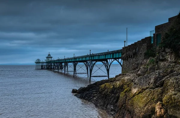 Clevedon Móló Gyönyörű Látványa Severn Folyó Torkolatánál — Stock Fotó