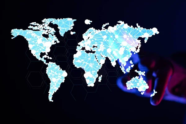 Mundo Mapa Ponto Linha Composição Representando Global — Fotografia de Stock