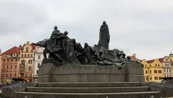 Praga Republika Czeska Listopada 2019 Pomnik Jana Husa Pradze Republika — Zdjęcie stockowe