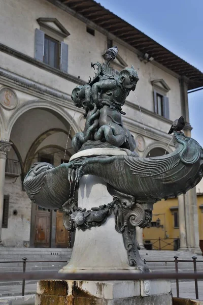 Vertical Closeup Fountain Marine Monsters Sunlight Florence Italy — Stock Photo, Image
