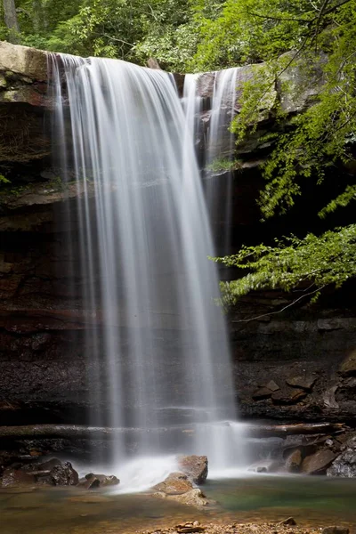 宾夕法尼亚州Ohiopyle州立公园垂直拍摄的黄瓜瀑布 — 图库照片