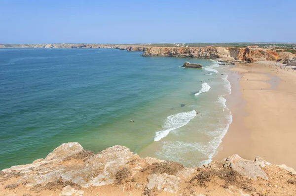 Скалы Песок Пляже Сагреше Португалия — стоковое фото