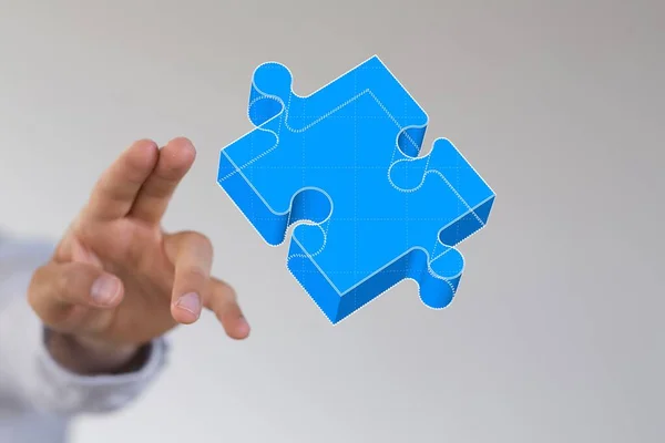Puzzle Hand Solution Concept Busines — Stock Photo, Image