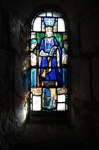 Die Zeichnung Der Heiligen Margarete Von Schottland Auf Einem Fenster — Stockfoto