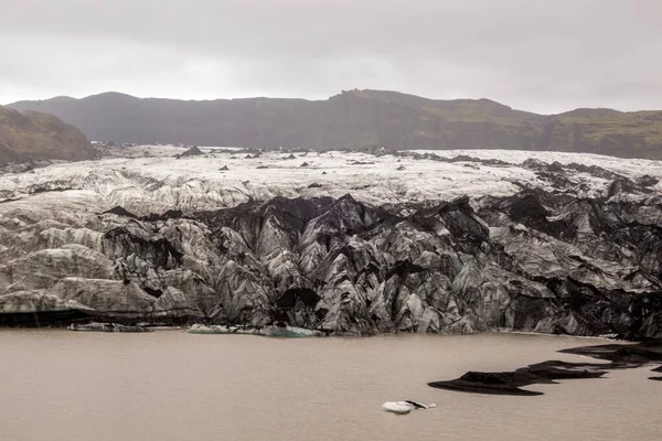 Bela Geleira Solheimajokull Islândia Com Montanhas Fundo — Fotografia de Stock