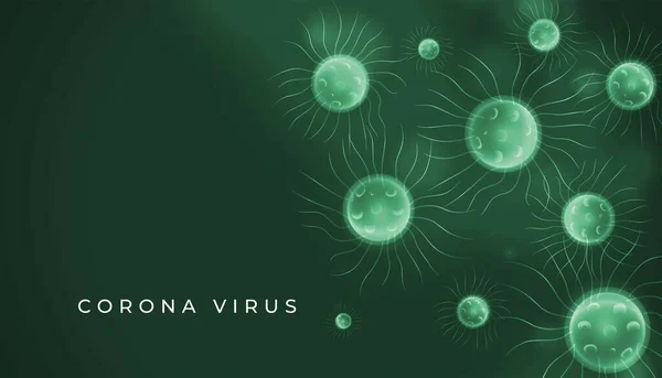 Ilustracja Bakterii Koronawirusowych Zielonym Tle Aby Zwiększyć Świadomość Pandemii — Zdjęcie stockowe