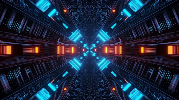 Een Rendering Futuristische Sci Kleurrijke Techno Lichten Creëren Koele Vormen — Stockfoto