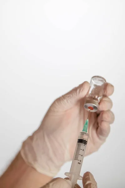 Ett Vaccin Injektionsflaskan För Covid Mässling Influensasprutor — Stockfoto