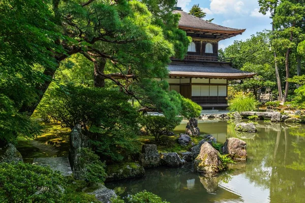 Úchvatný Pohled Chrám Ginkakuji Stříbrný Pavilon Zajatý Japonském Kjótu — Stock fotografie
