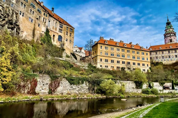 Schöne Panoramaaufnahme Der Burg Cesky Krumlov Der Moldau Der Tschechischen — Stockfoto