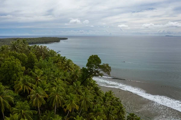 Vue Aérienne Une Belle Plage Tropicale Avec Sable Blanc Eau — Photo